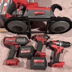 !!PRICE DROP!! **MUST SELL ASAP!** MILWAUKEE TOOL LOT! BANDSAW, BIG IMPACT, LITTLE IMPACT, DRILL, TWO BATTERIES! 