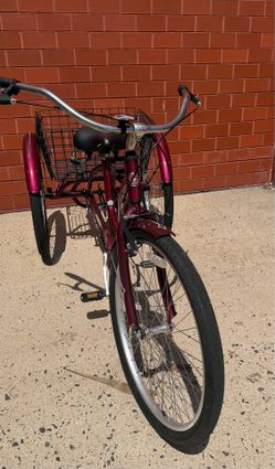 Schwinn Meridian Adult Tricycle, 26 Inch Wheels, Single Speed, Black Cherry