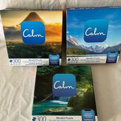 Lot of 3 Mindful Calm 300 Piece Puzzles Jasper Lake Hidden Waterfalls  Mountain