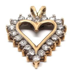 Ladies Diamond/14K Gold Heart Pendant
