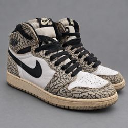 Nike Air Jordan 1 High OG White Cement GS 6Y Elephant