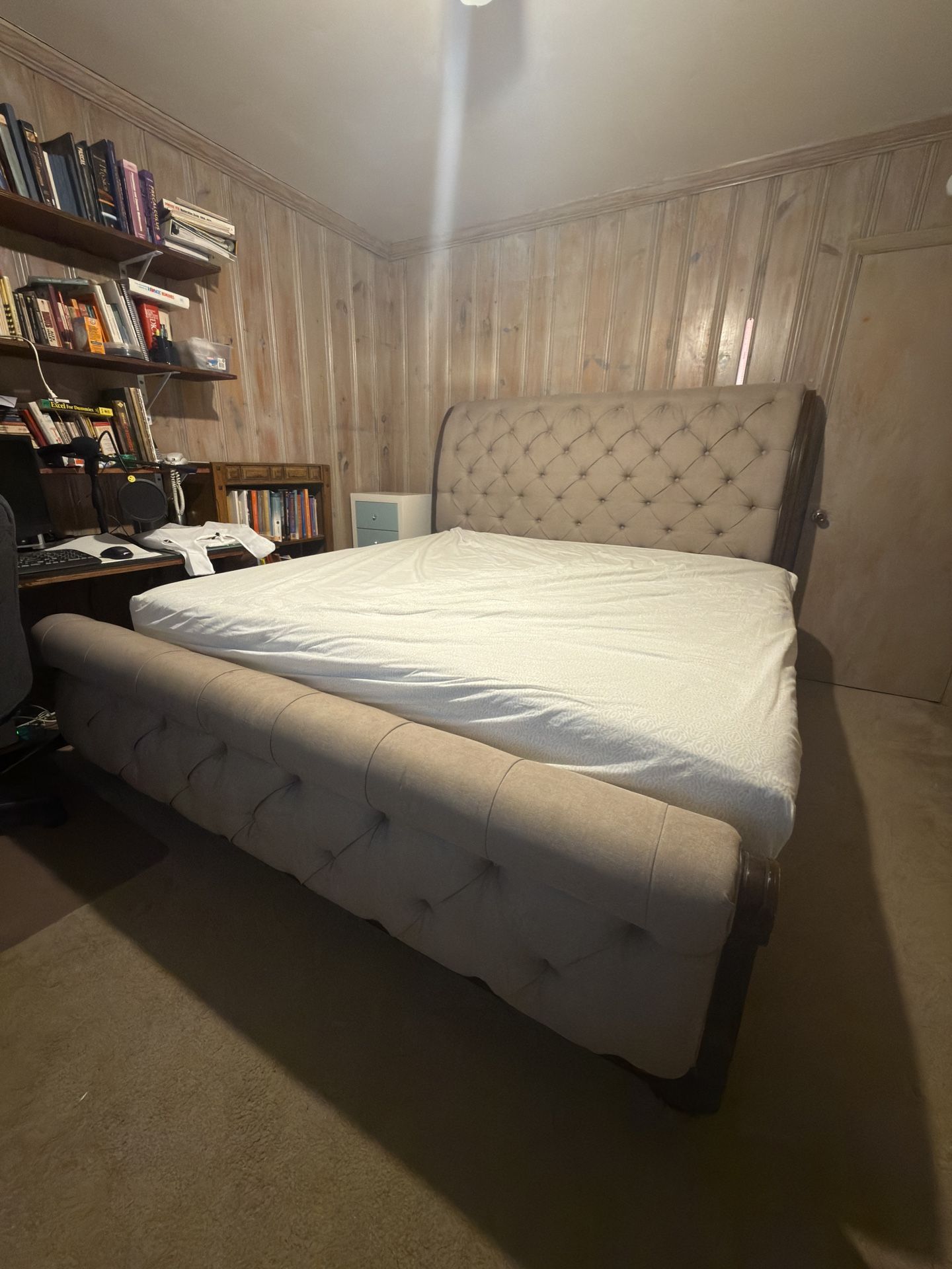 King Size Wood Upholstered Bed $675