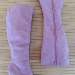 ❤️ AMANDA SMITH, Ladies Pink Fabric (Vegan Faux Suede) Tall Heeled, Side Zip Boots with Jewels! 🌼 Size: 6.5M
