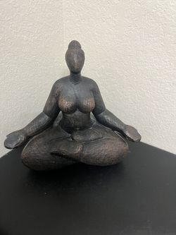 RESIN 11" SUCASANA FEMALE YOGA FIGURINE, BROWN