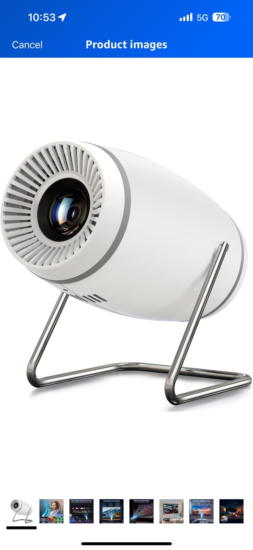 Mini Projector, Projector with WiFi and Bluetooth, 4K 1080P Support Portable Projector 180° Rotatable 130'' Screen Movie Projector Auto Keystone Compa
