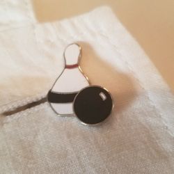 JEWLERY PIN BOWLING, BLACK WHITE GOLD