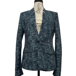 BCBG MAX AZRIA Women's Blue Blazer Jacket Textured One Button Size Small