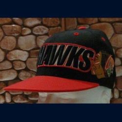 Chicago Blackhawks Size 7 Mitchell & Ness  2 TONE "WRAPAROUND BLOCK LETTERS" Logo Hat (NW/OT) UNWORN!😇 MINT CONDITION!👀🤯Please Read Description.