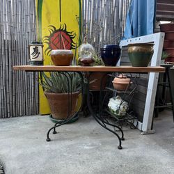 Console table, hallway, table, reclaim wood, top vintage iron base