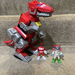 Red T-Rex Zord Dinosaur Imaginext Mighty Morphin Power Rangers 2015 & Red Figure