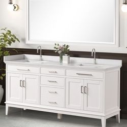 Brand New 72 Inch Bathroom Vanity w Countertops & Mirror 