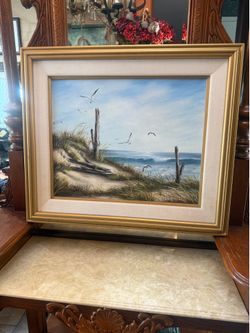 Vintage oil on canvas signed 27 by 23