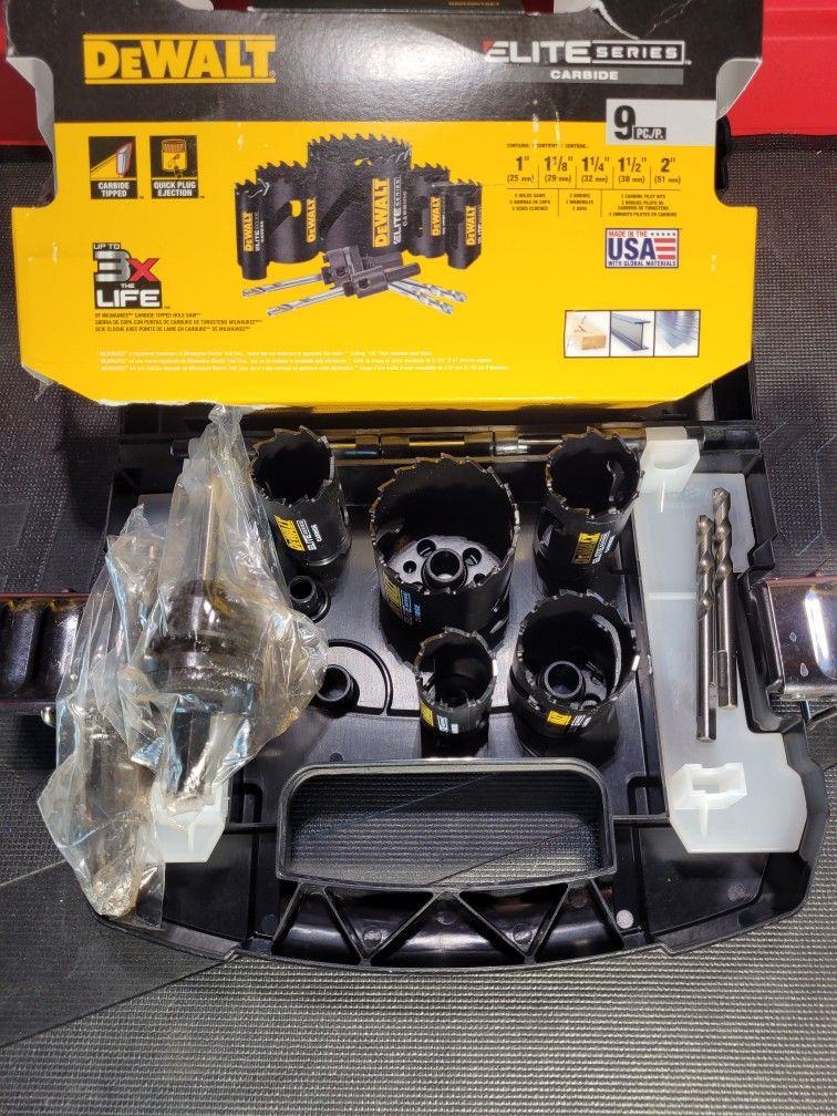 Dewalt Carbide Tipped, Non Abored 9pc Hole Saw DAH39CTSET...NEW_NUEVO $85 PRECIO FIJO_FIRM PRICE