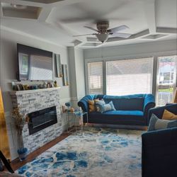 Moving Sale-Living RM Set With Matching Glass Cocktail Table 