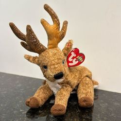 Vintage Ty Beanie Baby 'Roxie' the Reindeer (6 inch) with ear tag 