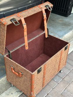 Faux leather Storage chest Trunk with Metal Legs or coffee table 26x14.5 h 21