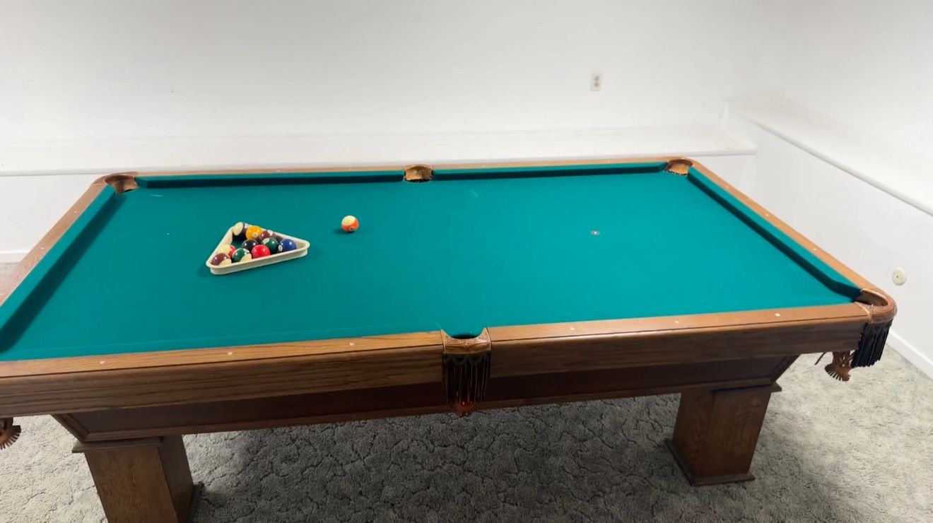 High End solid Wood pool Table With ques