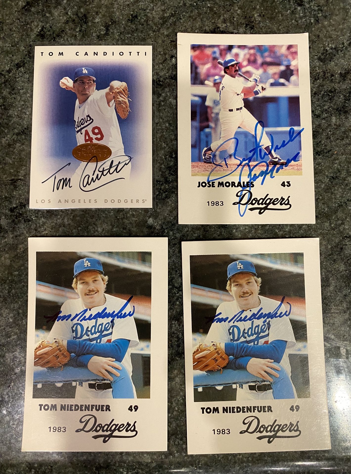 LA LOS ANGELES DODGERS SIGNED AUTO CARDS ALL 4 