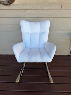Cozy White Wingback Rocking Chair