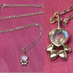 Opal Heart Dog / Cat Paw Necklace .925 Sterling Silver Small Animal Pendant