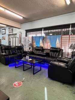 🚛Hot Deal🚛Brand New 3pc Power Reclining Sofa, Power Reclining Loveseat with Bluetooth Speaker And Power Recliner Chair $1899, Finance Available