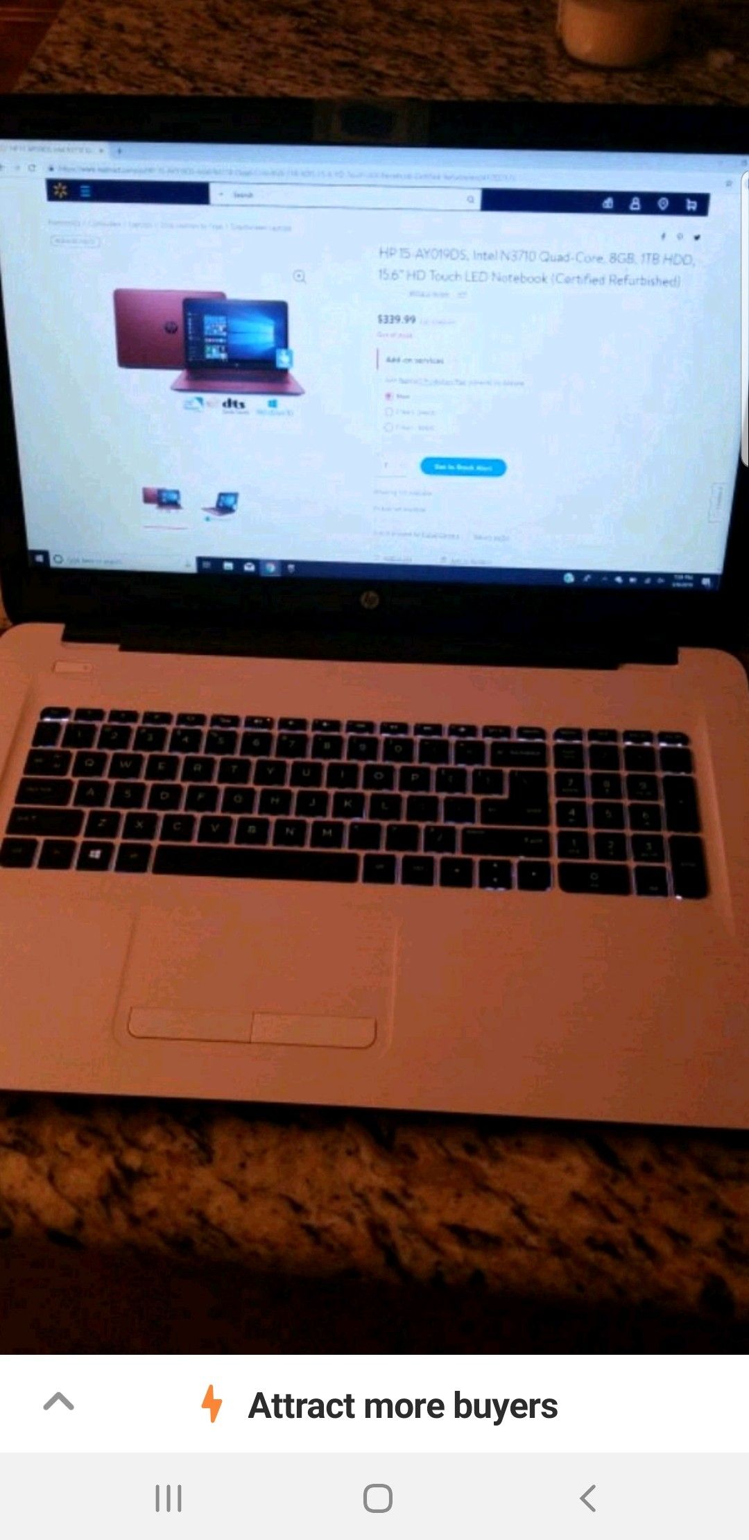 HP touch screen laptop white 17inch