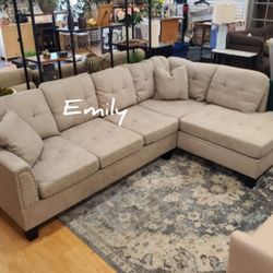 2-Pc Sectional Sofa Front Nail Trim