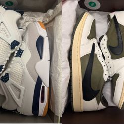 Jordan 4 Sb Navy & Jordan 1 Medium Olive Travis Scott Both Size 10 Both Brand New Both Have Box/lid Damage 