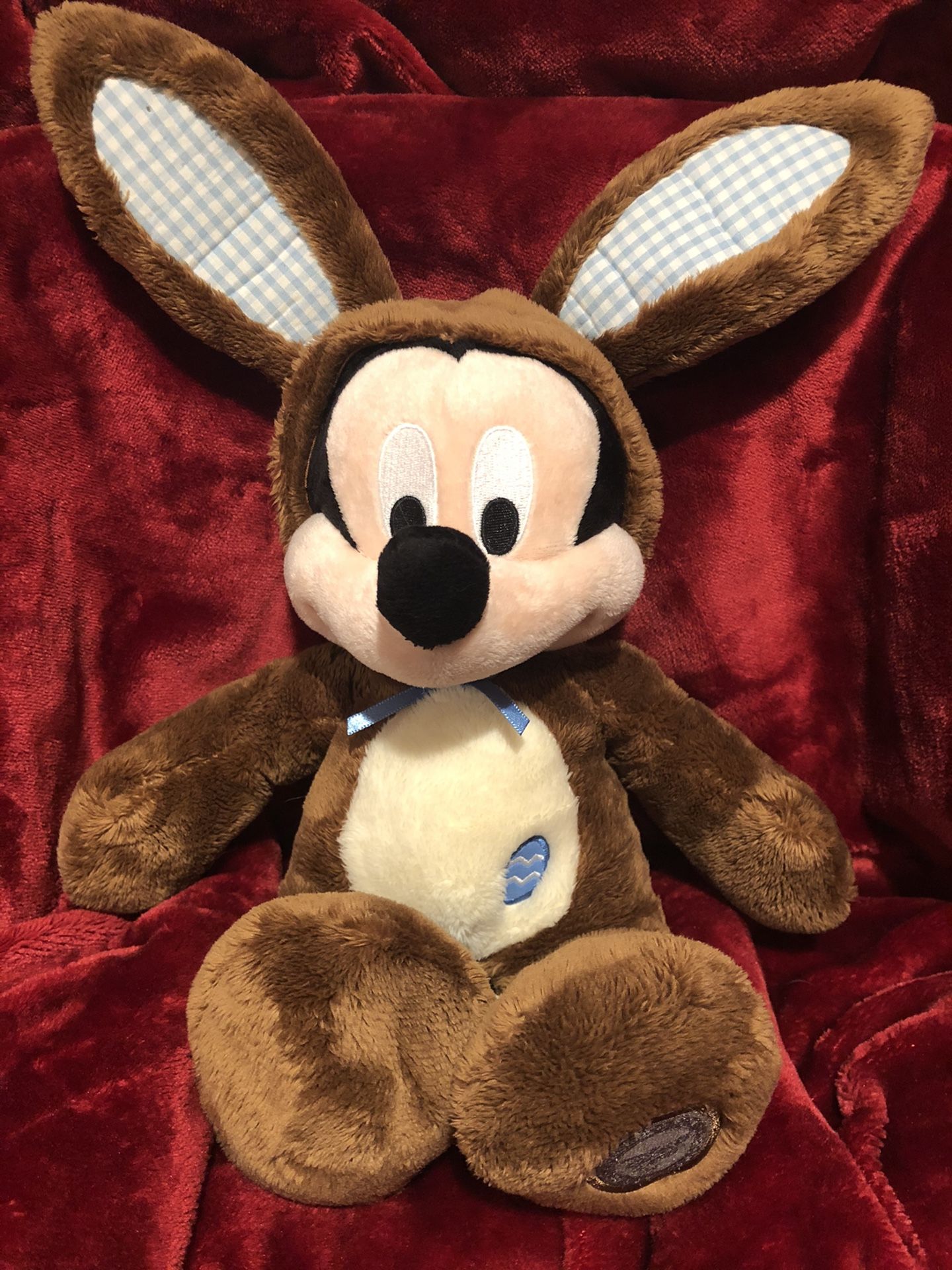 Disney Store Mickey Mouse in Chocolate Brown Easter Bunny Costume 20" Plush Toy plushie stuffed animal doll sale !