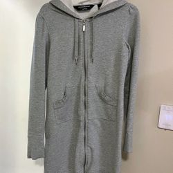Norma Kamali Terrycloth Hooded Sweatshirt Dress – Size M (Gray)