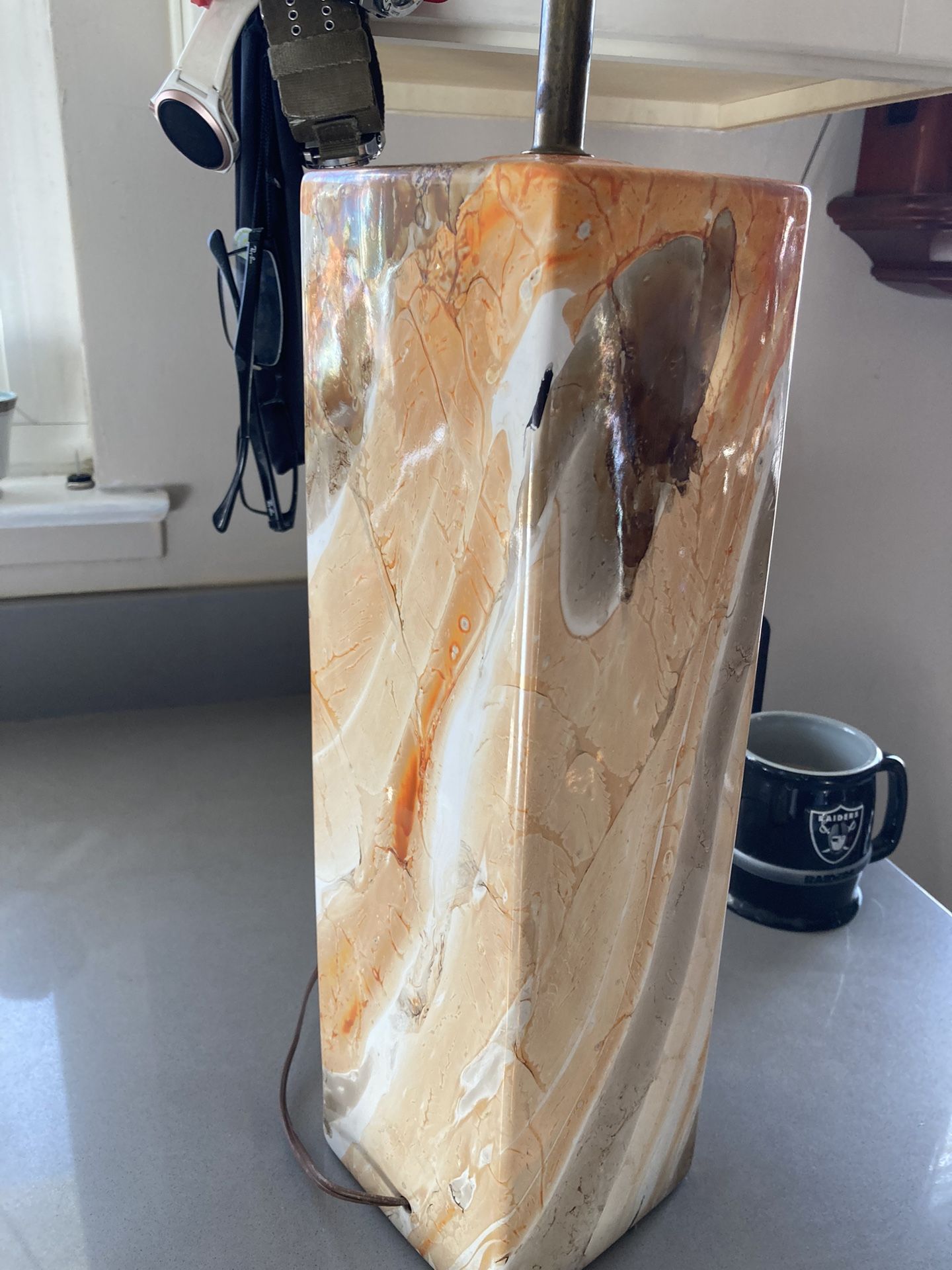 Mid Century Marbled Glazed Single Table Lamp