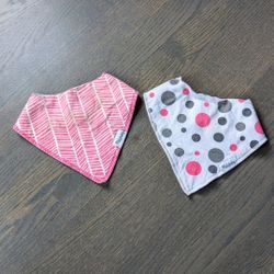Lulybaby Baby Bandana Bibs for Drool, Pink, 2-Pack