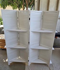 4 Panel room Divider with shelves