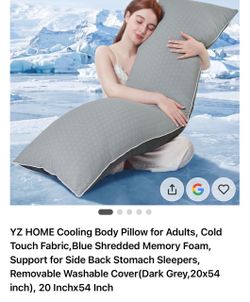 YZ HOME Cooling Body Pillow 20x54 Inch Dark Grey