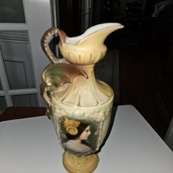 Antique Art Nouveau Ewer Or Pitcher Vase