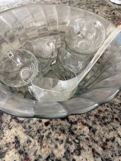 Glass Punch Bowl Set with Cups