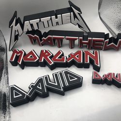 3d Printed Personalized Metal Rock Name Plate I 70s 80s I Desk Sign I Iron I Father's Day Gift I Fan Art I Throwback I Classic Music I Retro