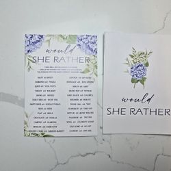 Would She Rather" Bridal Shower Game - 25 Cards