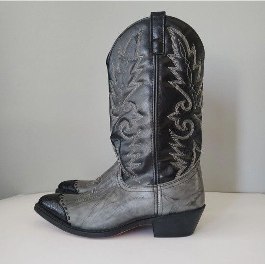 Laredo Gray Leather Cowboy Boots Mens 10