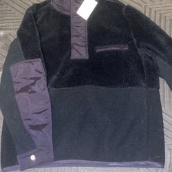 Theory Mens Quarter Zip Solid Sherpa Jacket