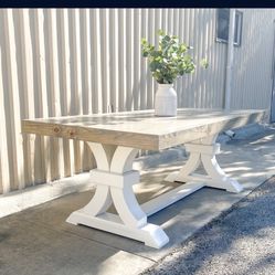 Custom Dining Table Farmhouse Country French Modern Rustic Solid Wood Set Restoration Hardware Insp Bench Hand Built Round Oval Counter Breakfast  