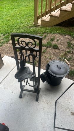 Fireplace brass Tool Set with Ash Bucket
