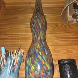 COLORFULHAND BLOWN GLASS DECORATIVE VASE