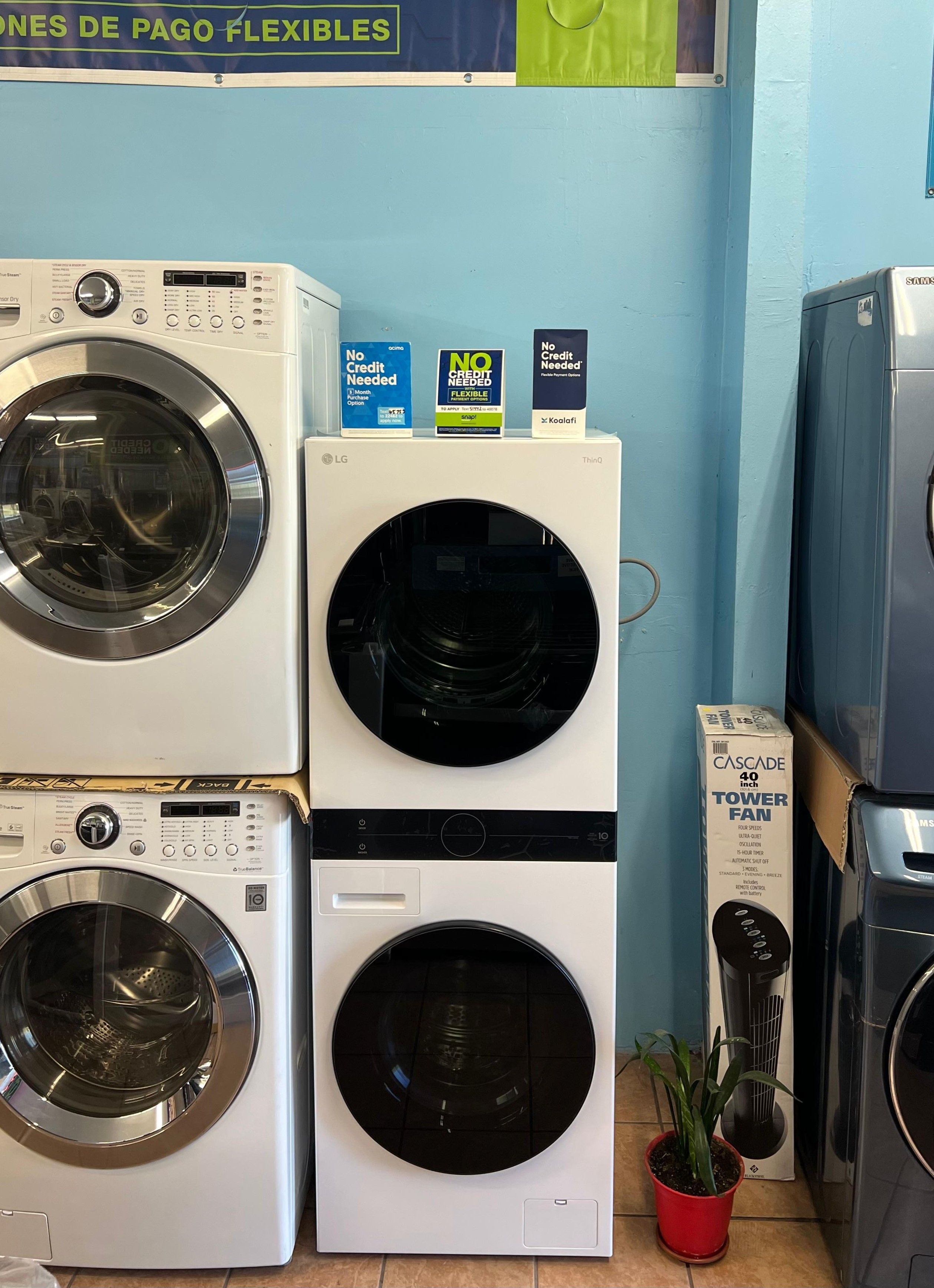 LG 2.4 cu. ft. Washer, 4.2 cu. ft. Dual Inverter Heat Pump Ventless Electric Dryer Washtower