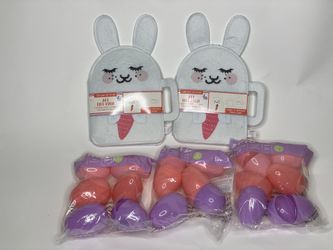 Pink & Purple plastic Easter Eggs with two art felt folio (Crayons and Sketch Pad) NEW