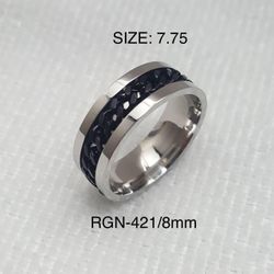 Stainless Steel Ring Band Spinner: Size-7.75/RGN-421