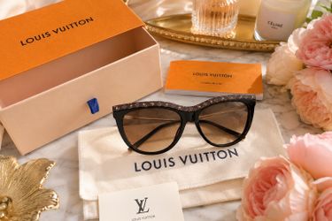 Louis Vuitton La Boum Canvas Z1147E Monogram Cat Eye Sunglasses Black Gold