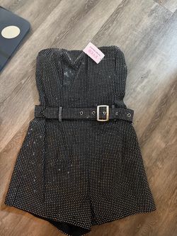 Black/ silver shorts jumpsuit