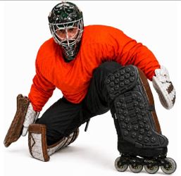 Rollie goalie, roller hockey pads, make any surface ice