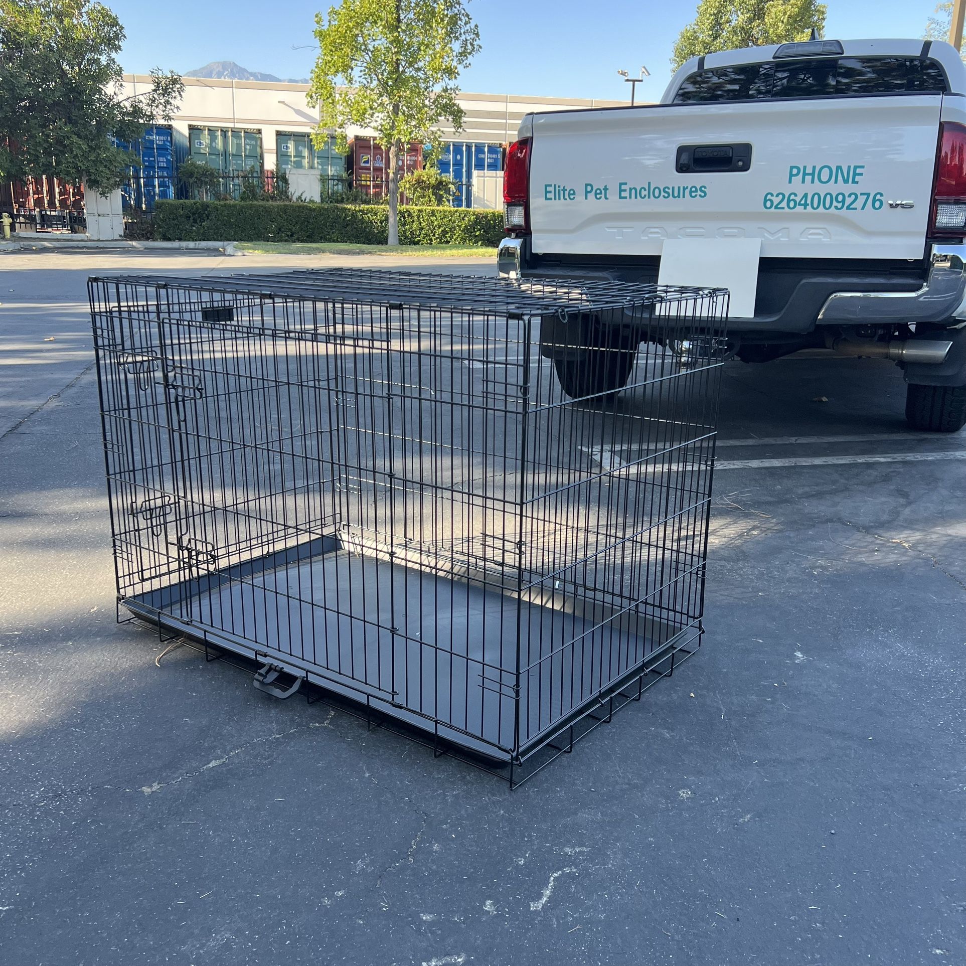 48” Dog Crate, Double Door Heavy Duty Dog Cage 